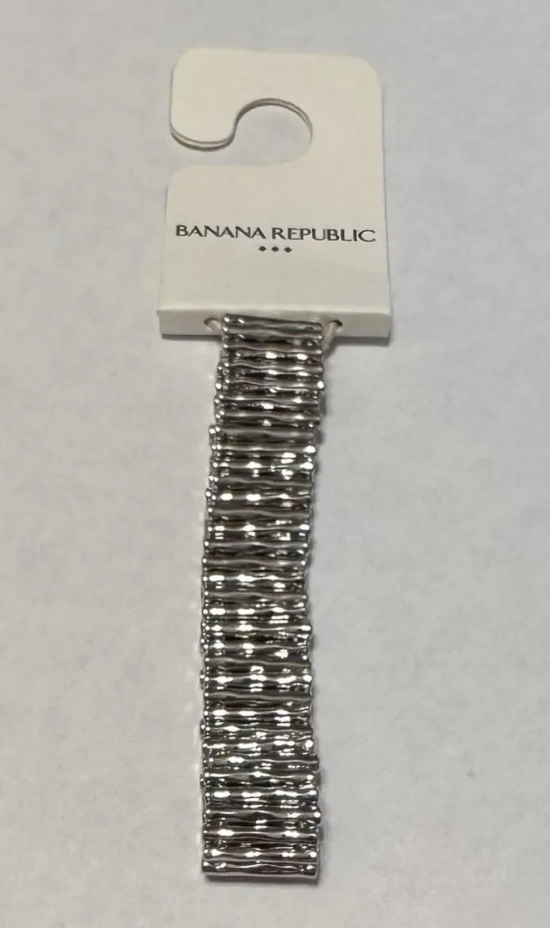 Banana Republic Silver Tone Metal Elastic Stretch Cuff Bracelet One Size NWT